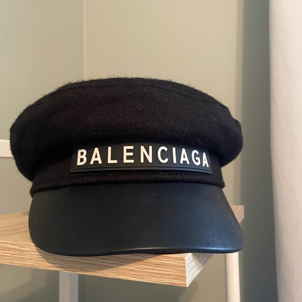 Balenciaga Black Leather and Corduroy Baker’s Boy Cap. Make me an offer!